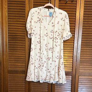 CeCe Cherry Blossom Dress | Ruffled V-Neck | Size Small
